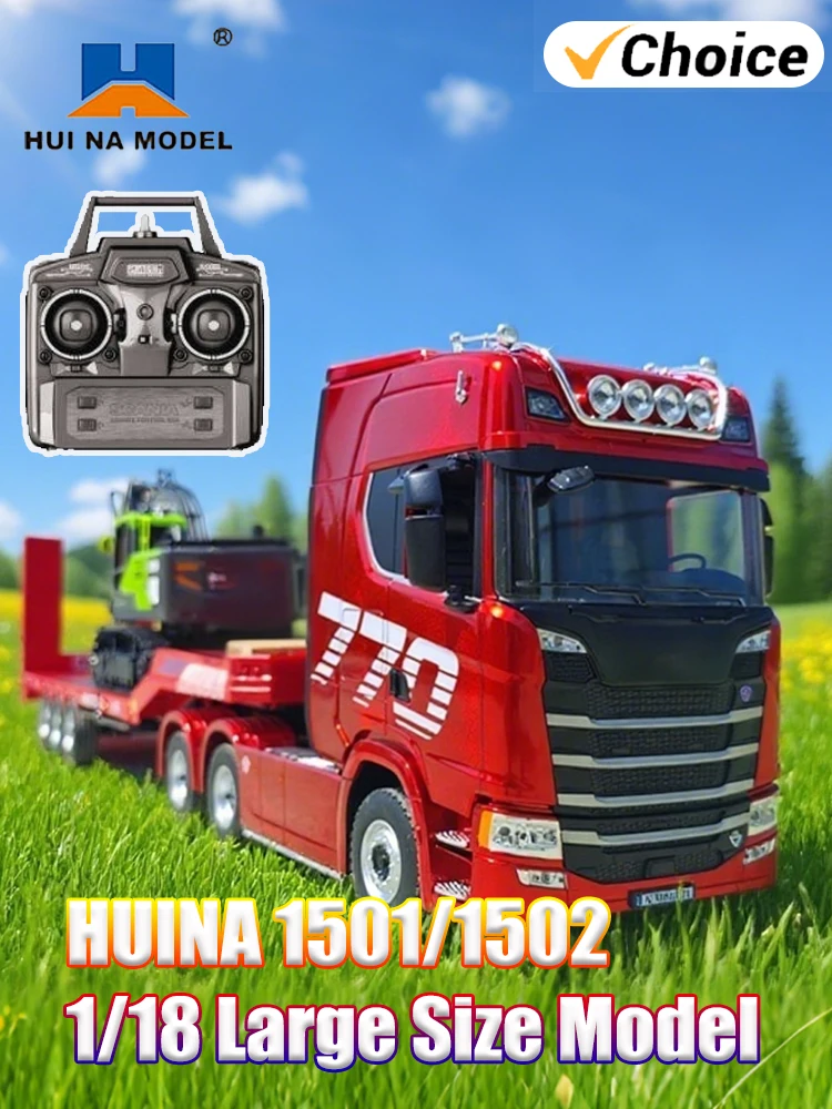 Huina 1501 RC Auto 770S RC Legering Tractor Truck 1/18 19CH 2.4G Techniek Trailer Truck met Licht en Geluid Speelgoed voor Jongens Geschenken - afbeelding 2