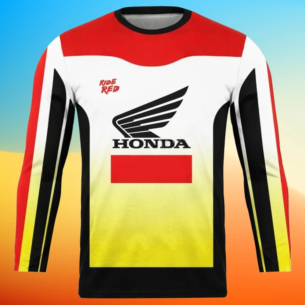 

Honda Motocross Long Sleeve Shirt Summer Men's And Women's Loose Breathable Sports Shirt 3D Mesh Quick Drying Fashion Casual Top