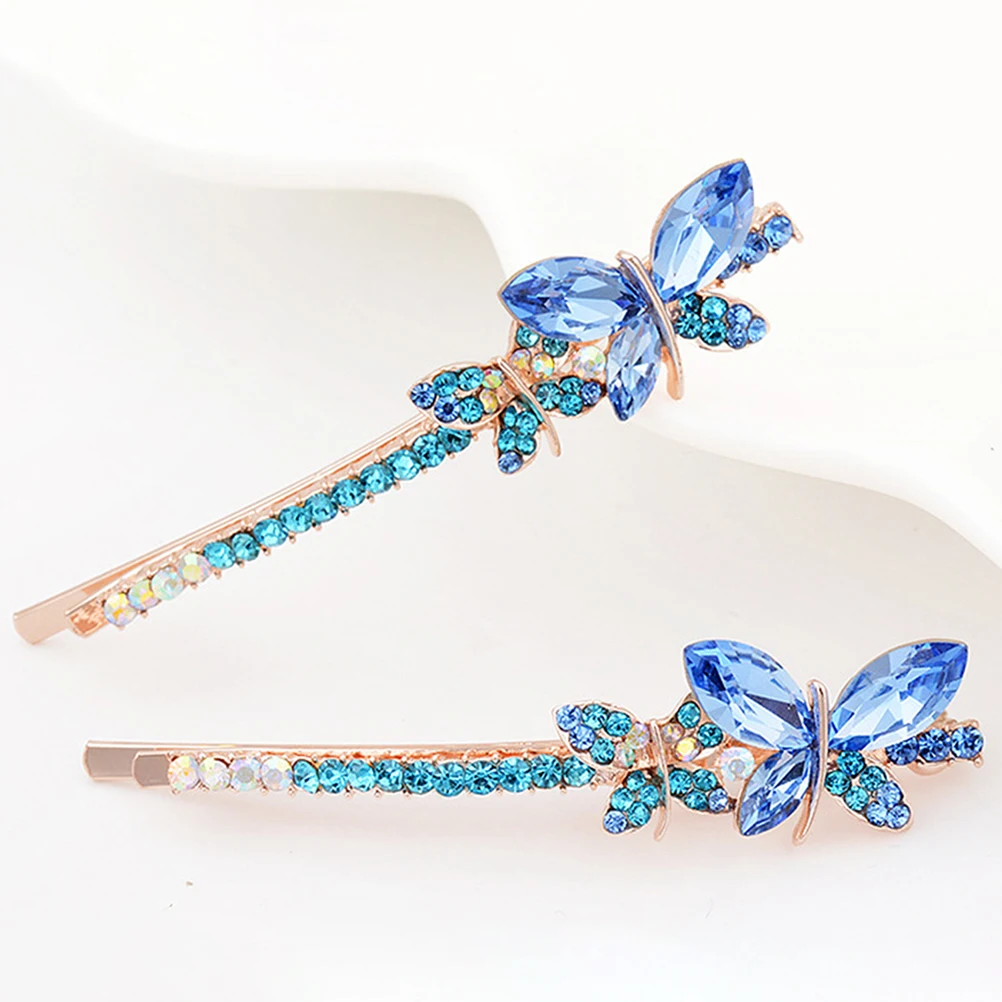 

Fashionable Rhinestone Butterfly Hair Clips Shimmering Hair Barrettes Beautiful Hair Accessories for Women