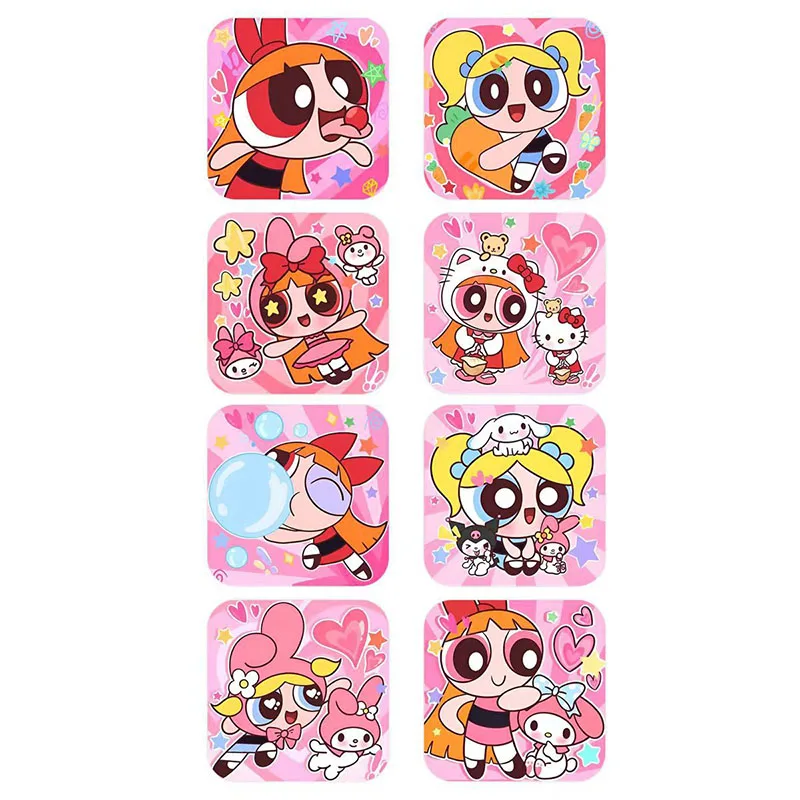 500PCS Powerpuff Girls Stickers kawaii Cartoon anime figure image Envelope Sealing Children\'s Reward Cup book Decoration Sticker