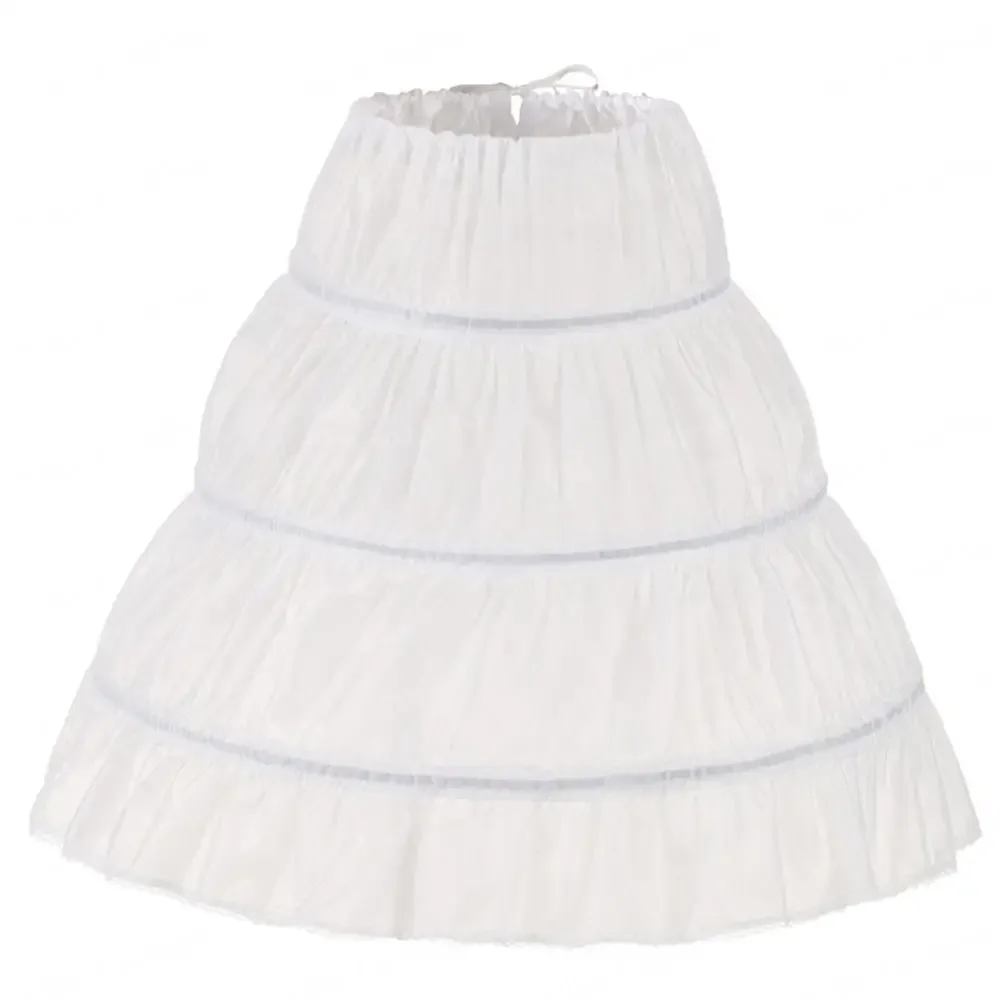 Jupon Blanc Ligne A pour Enfant, 3 Cerceaux, une Couche, Garniture en Dentelle, Crinoline, Robe de Fille à Fleurs, Sous-Jupe, Taille artificiel astique