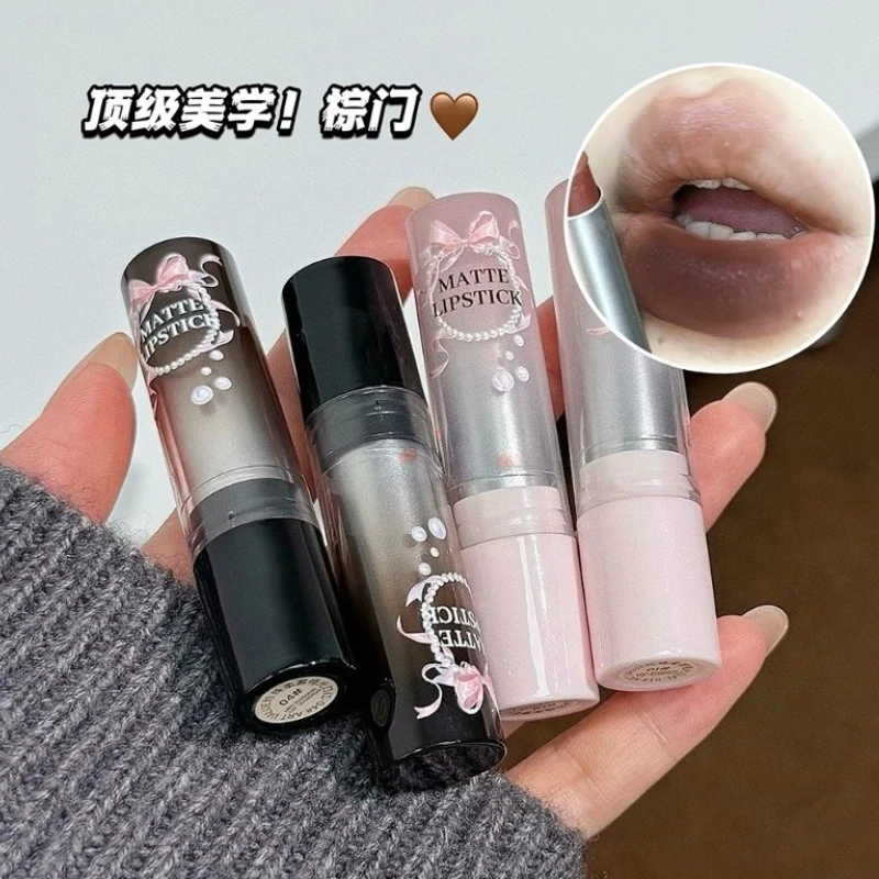 Waterproof Sweatproof Not Fade Lip Gloss Cement Gray Brown Low Gloss Lipstick With Fine Shine Tobacco Pink Lip Stick Makeup