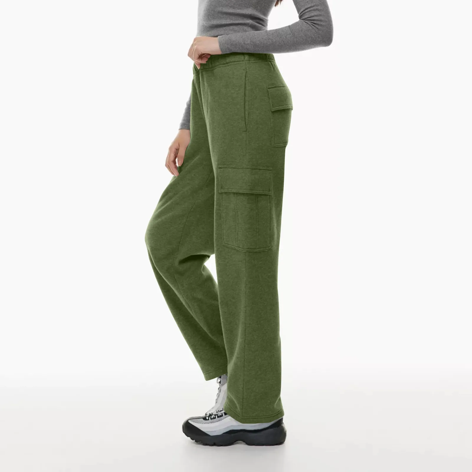 Pantalon de survêtement taille haute pour femme, jogging décontracté, pantalon baggy, jambe droite, poches, proximité, mode féminine, fjstring