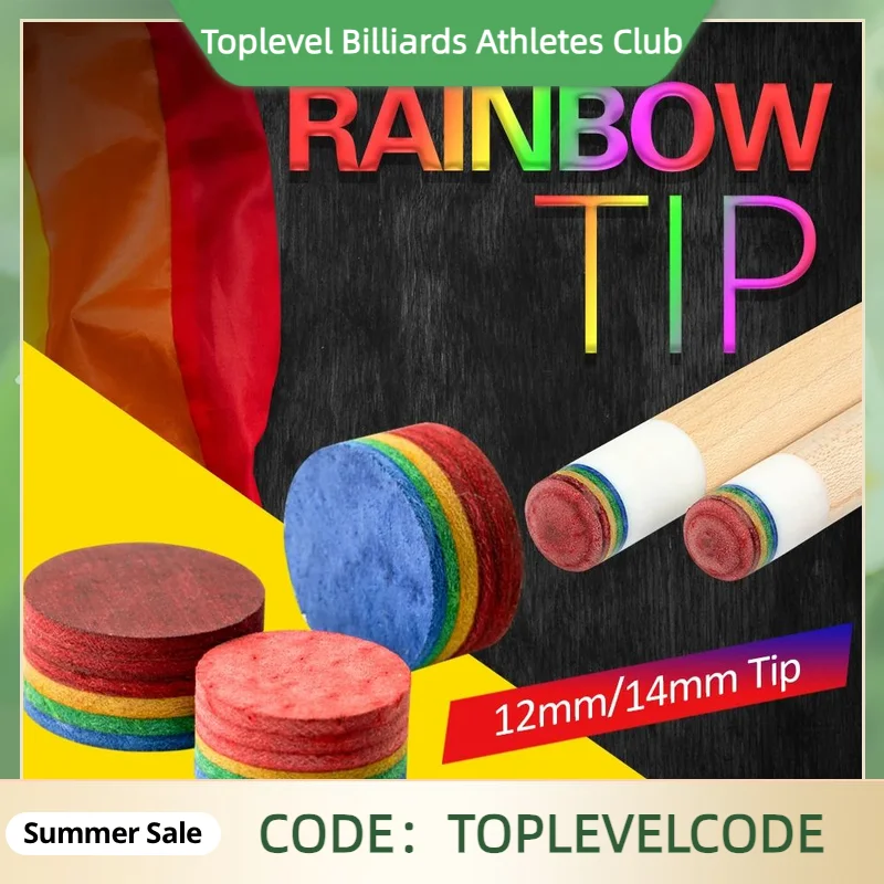 

Rainbow tip 12mm 14mm Multi-Layers Pool Cue Stick Tip Billiards Pool Cue Tip Good Elasticity Tip for Billiard Accessories