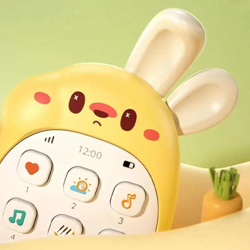 Jouet de téléphone en forme de lapin mignon pour enfant, jouet avec batterie d'oreille à mâcher, jouet bilingue multifonctionnel, 62 dos