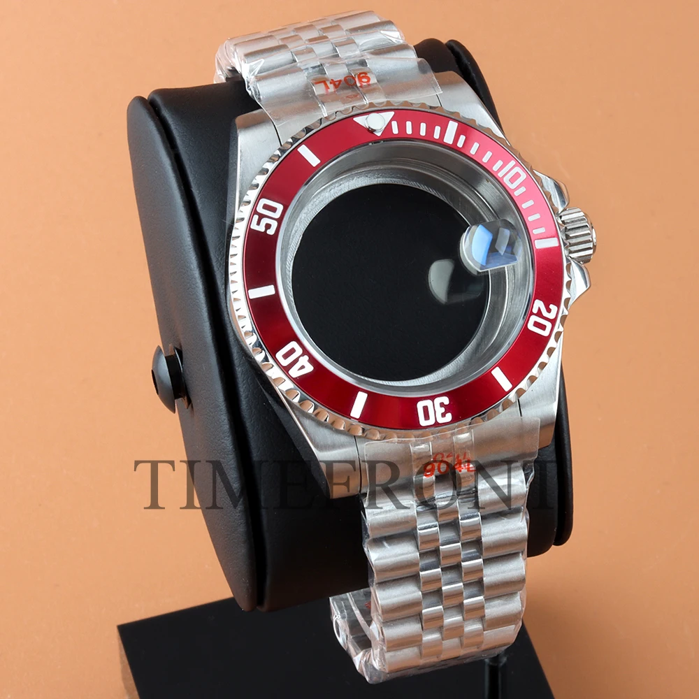 

40MM Ceramic Bezel Watch Case Solid Steel For Submariner NH34 NH35 NH36 NH38 Movement 28.5mm Dial Slide Buckle Jubilee Strap SUB
