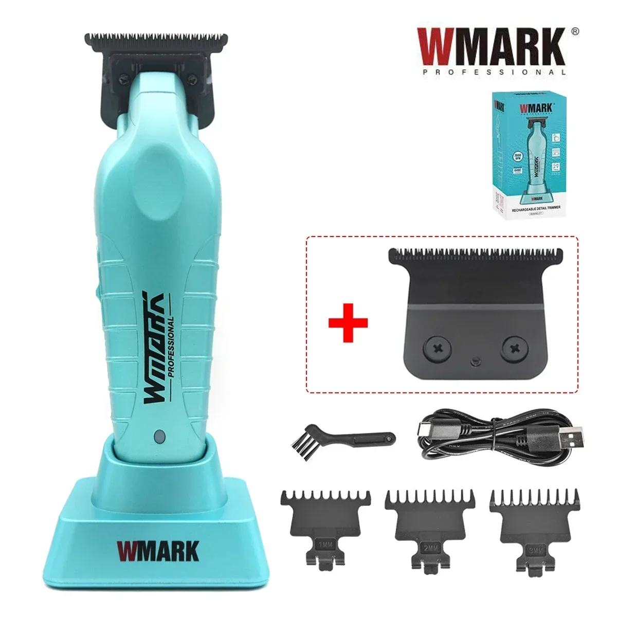 WMARK NG-317 Hair Trimmer Machine Zero Gapped DLC Blade with Base Charger Professional Hair Clipper for Men Finishing Machine