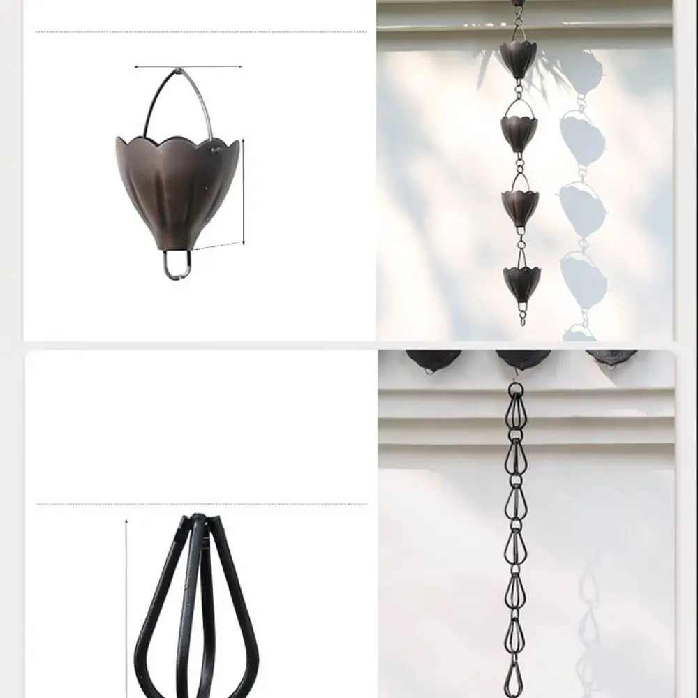 Magnolia Flower Rain Chain Metal Gutter Drainage Alternative Decorative Roof Downspout Feature Garden Patio Accessory
