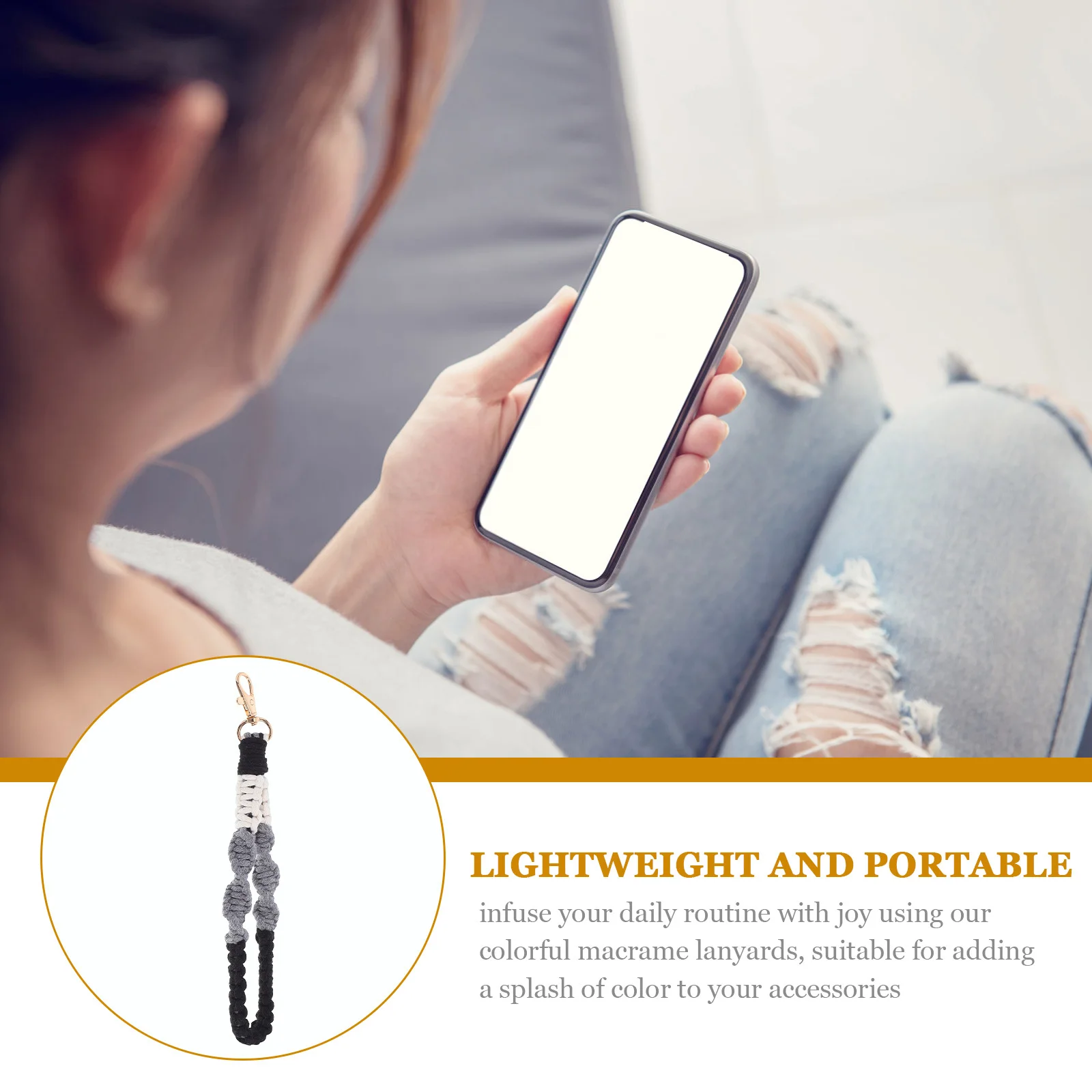 

Durable Colorful Macrame Lanyards Aesthetic Phone Charms Handmade Tassel Wristlet Anti Loss Rope for Keys and Phones Girls