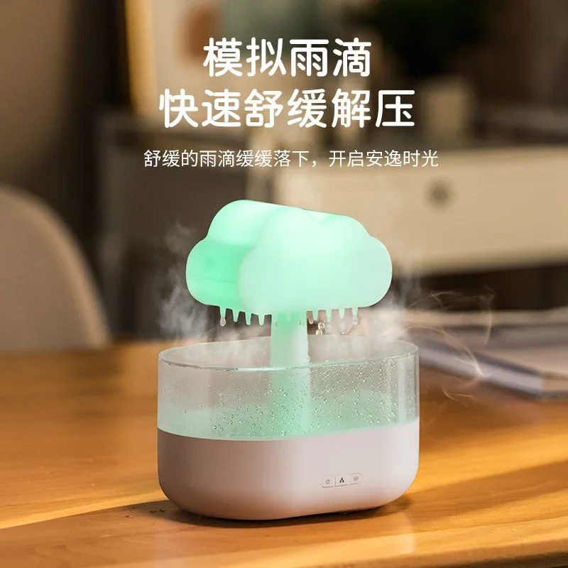 2024 Creative Colorful Lighting Raindrop Aromatherapy Machine Desktop Office Fragrance Cloud Rain Humidification