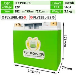 19BL-BS 12.8V 12Ah CCA 560A nowy bateria motocyklowa LiFePO4 motocykl żelaza litu bateria z systemem BMS ochrona napięcia fosforan