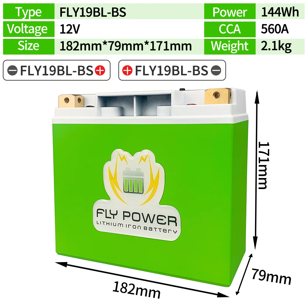 19BL-BS 12.8V 12Ah CCA 560A NEW Motorcycle Battery LiFePO4 Motorbike Lithium Iron Battery With BMS Voltage Protection Phosphate