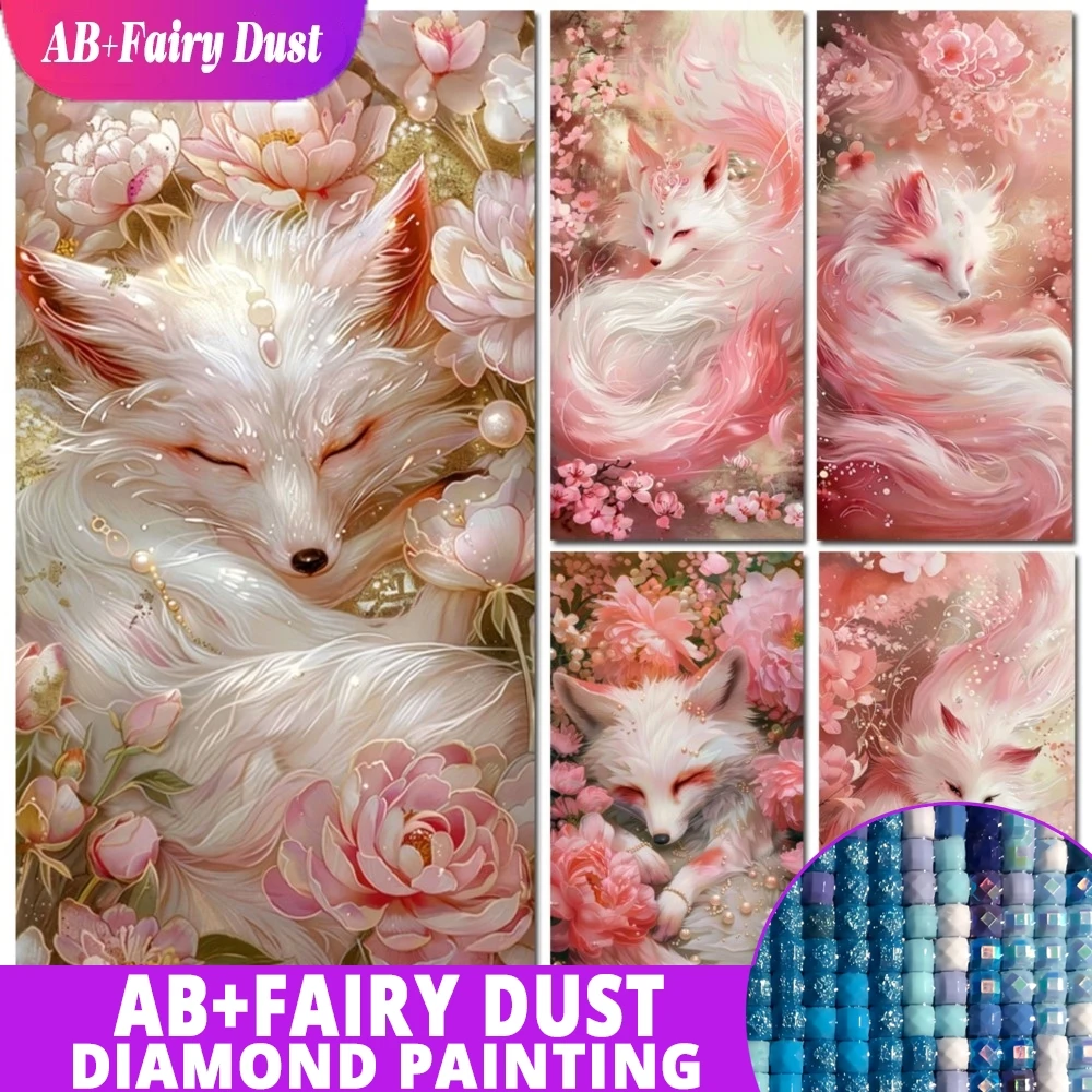 

AB Фея Пыль Большая Алмазная Картина Искусство Вышивка Крестом 2025 Розовые Цветы Лиса Diy Полная Мозаика Горный Хрусталь Животное Настенный Домашний Декор