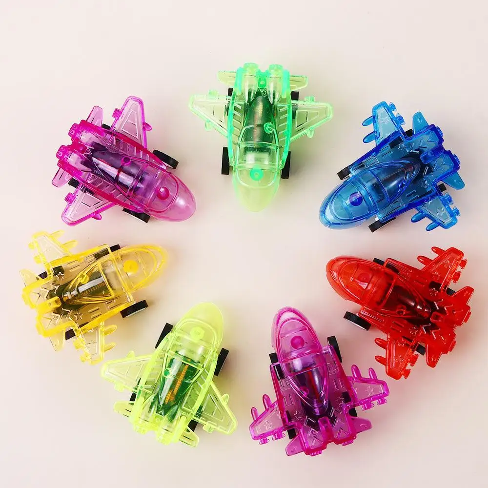 Traffico di plastica trasparente regalo di compleanno aereo classico tirare indietro aereo giocattoli aereo giocattolo veicoli giocattolo