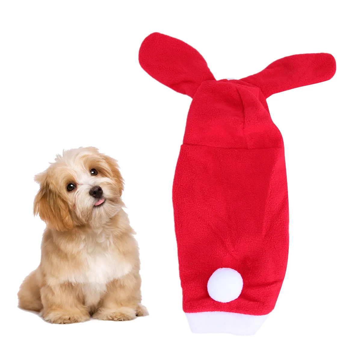 Rabbit Design Pet Clothes for Dogs Warm Winter Festival Outfit Xs Red Exquisite Stitching Easy on Off Comfortable Stylish Pet view 6