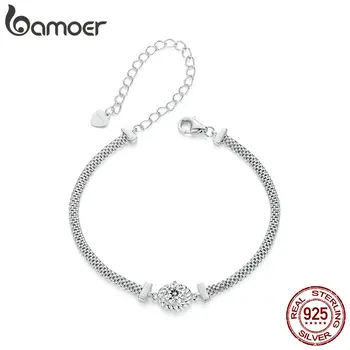 BA925 Sterling Silver Chic Moissanite Bracelet Retro Braided Silver Lab Diamond Chain Link Women Valentine&#x27;s Day Jewelry