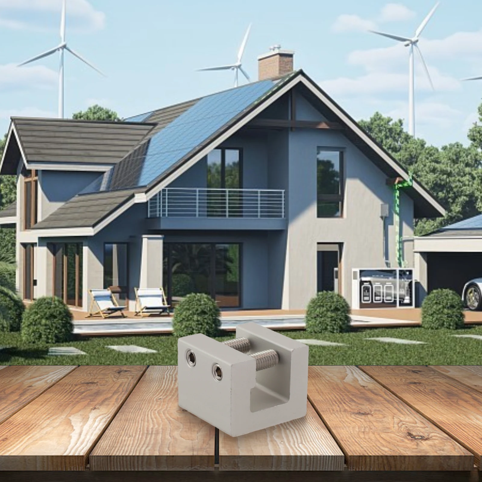 Panneaux solaires de montage de couleur argent, pince de couture de toit, dimensions internes du fixateur, déviation de mesure manuelle