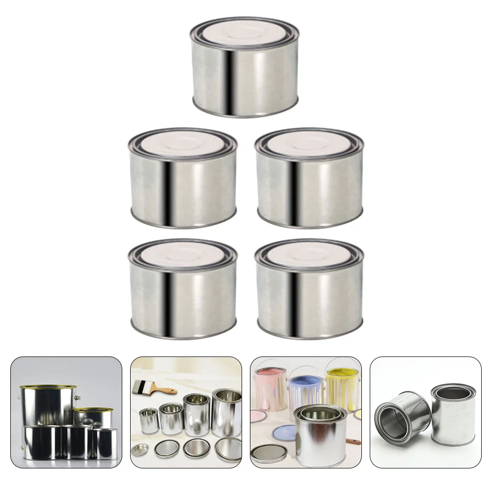 

5 Pcs Metal Paint Can Empty Sealed Tinplate Bucket 0.2L High Strength Sturdy Multipurpose Storage Container