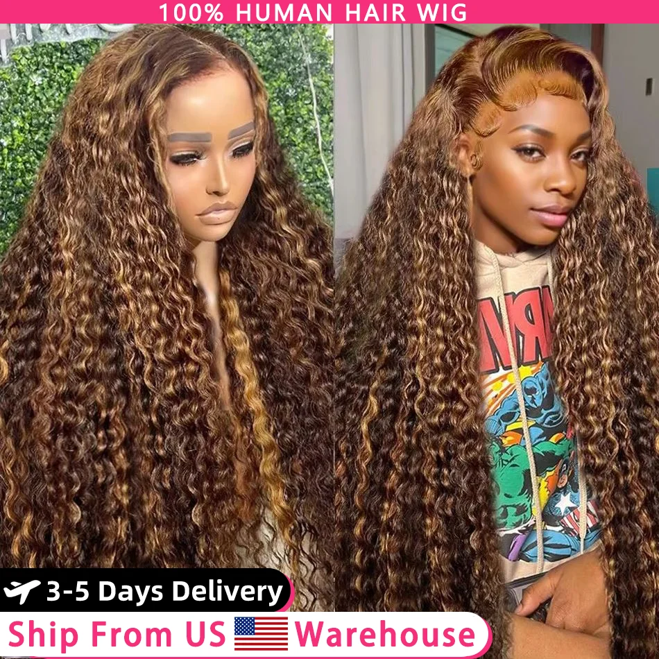 Highlight 40 Inch 13x6 Hd Lace Frontal Wig Honey Blonde Deep Wave Wig Human Hair Brazilian Colored 360 Lace Front Wig For Women