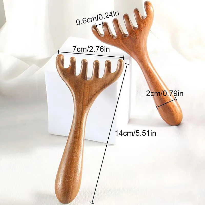 Body Meridian Massage Comb Sandalwood Deer Antlers Wide Tooth Acupuncture Help Blood Circulation Anti-static Smooth Hair