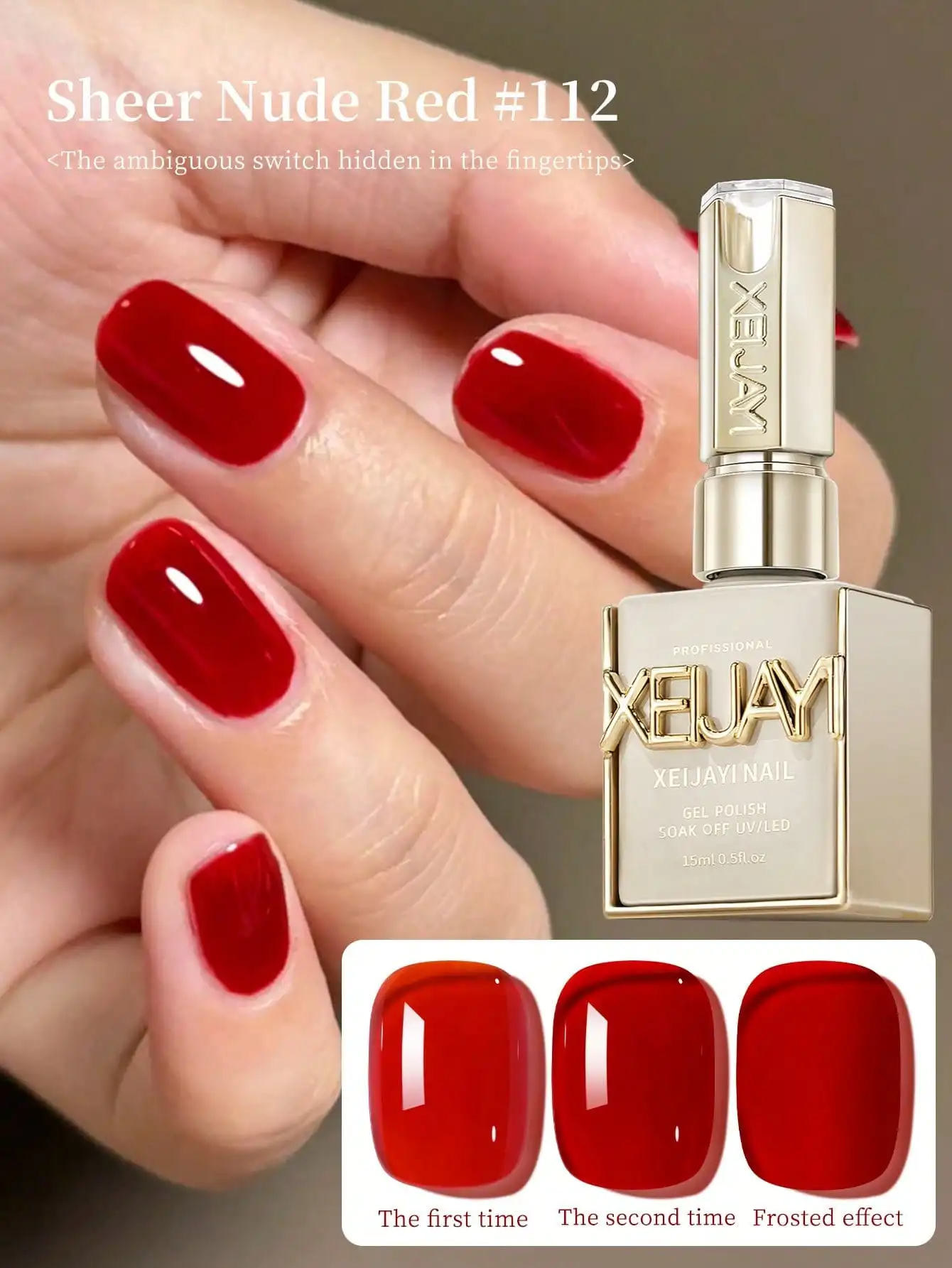 XEIJAYI 1Pc 15ML Nuovo Popolare vino rosso Gel per unghie Semi Permanente Nail Art Soaking UV LED Nail Salon Gel per unghie fai da te