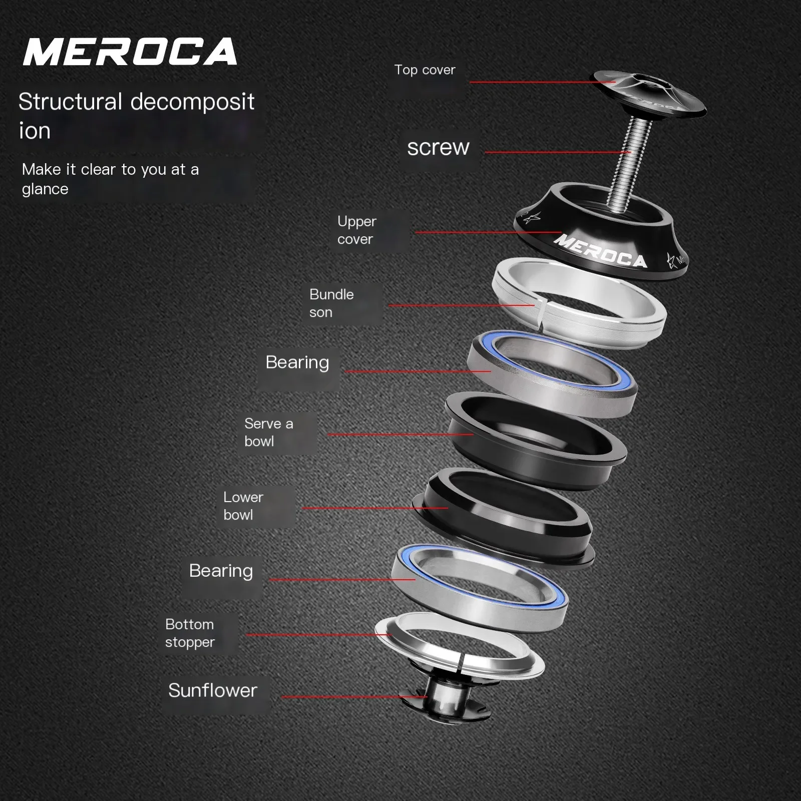 Mountain Bike Headset Mtb Straight Tube Headset Bicycle Steering Bearings 44mm Integrated Head Set 1 1/8 Steering Box