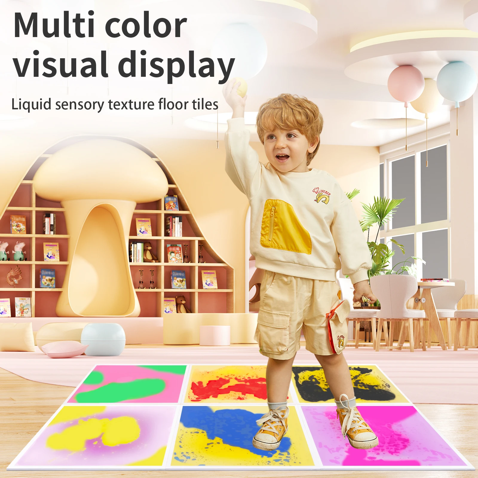 6 STKS Kleurrijke Zintuiglijke Vloermatten voor Kleuters Vloeibare Zintuiglijke Bordtegels voor Dagverzorging En Huizen