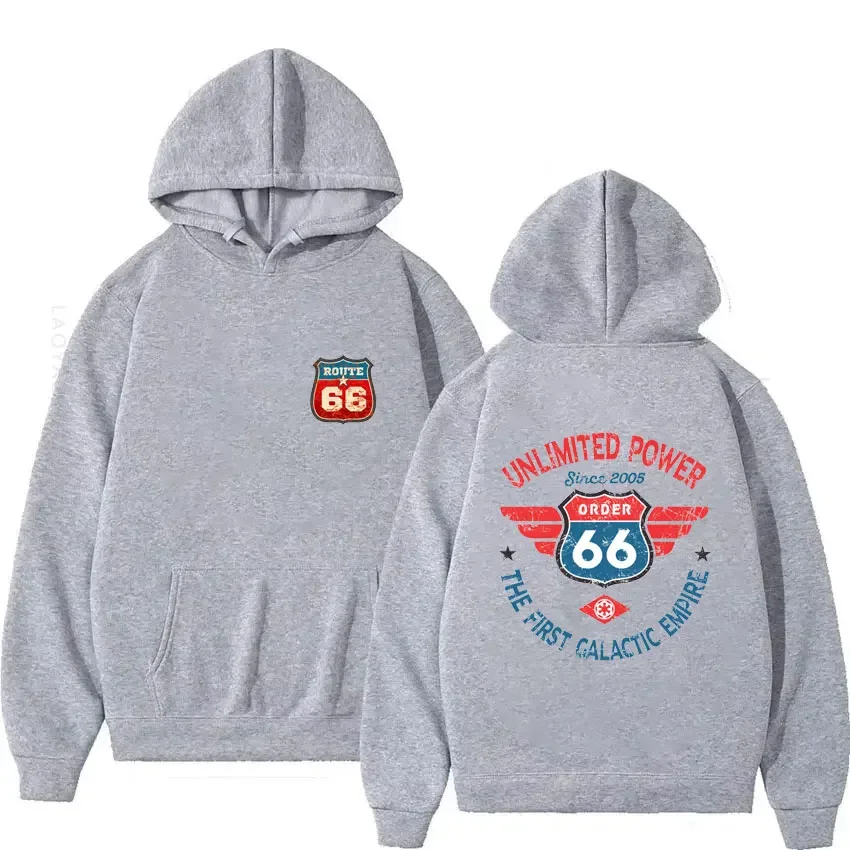 Vintage Men's USA 66 Route Letter Graphic Hooded Shirt Autumn Clothing Essentials Hoodie Y2k Sweatshirts Hoodies New & Pullovers