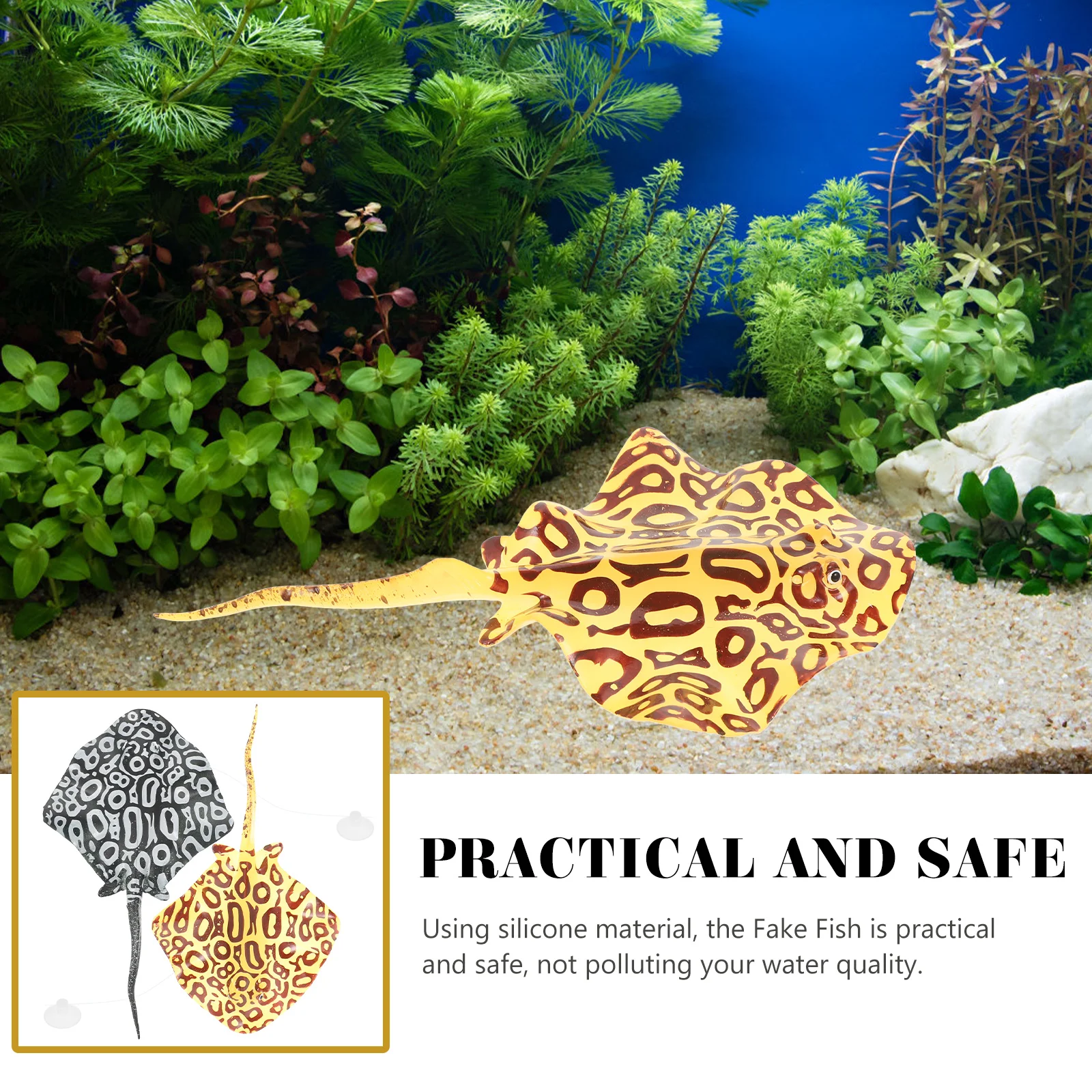 

2pcs Silicone Ornament Fake Aquarium Decor Tank Decoration Realistic Figure Lifelike Appearance Household Modeling Statue