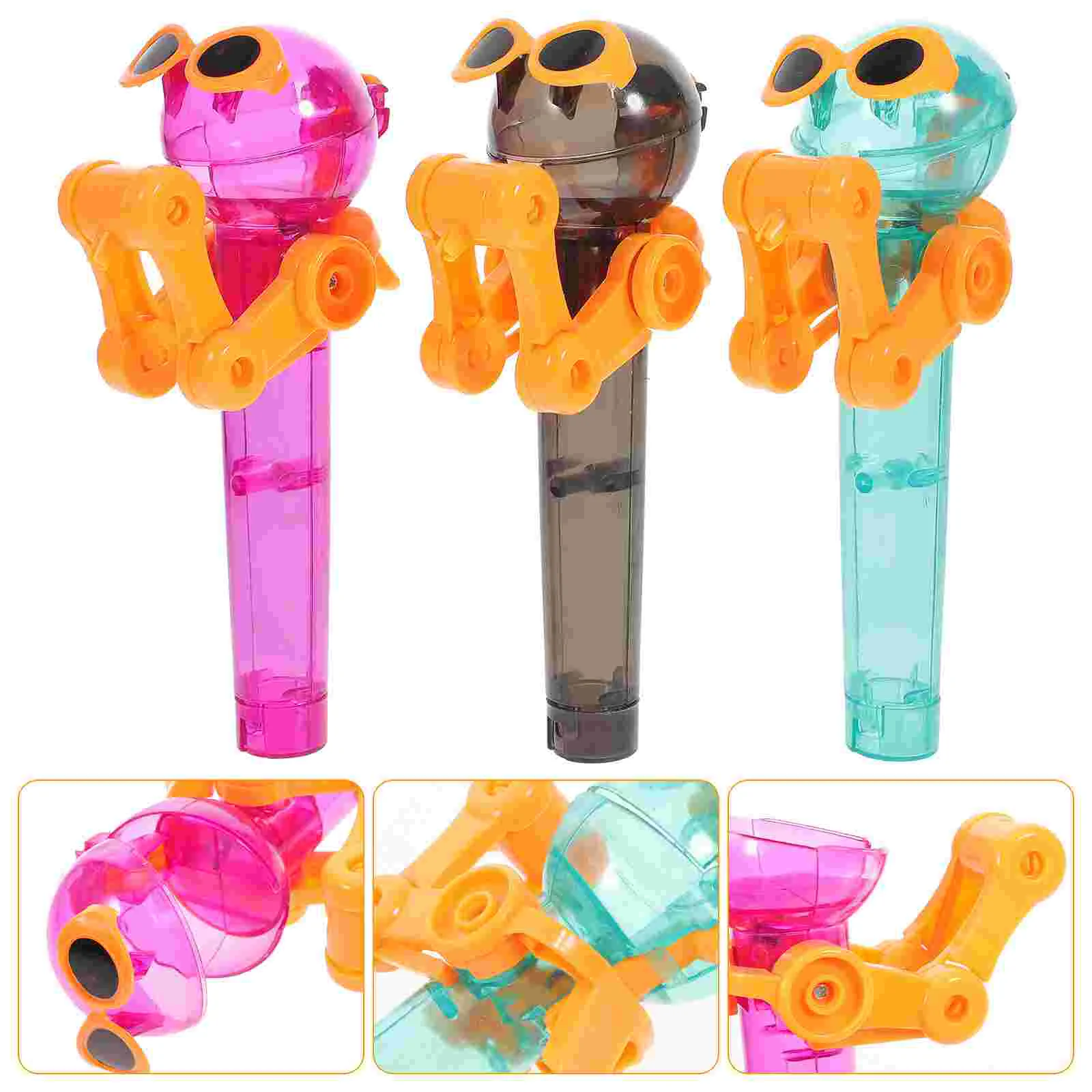 3 Pcs Lollipop Robot Novelty Candy Case Toys Eat Lollipops Funny Station Bracket