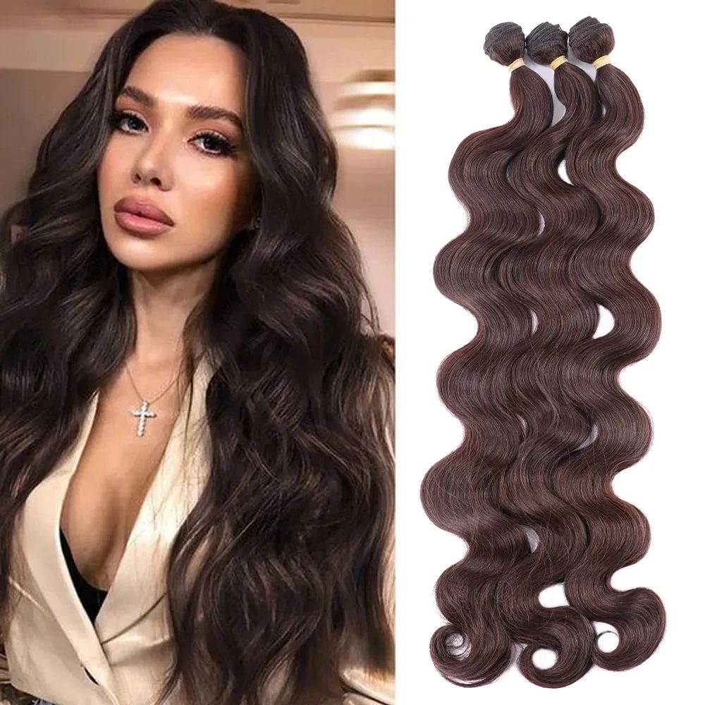 Long Body Wave Hair Bundles for Women, Synthetic Ombre, Blonde Hair Weaving, Loose Deep Extension, 26 in