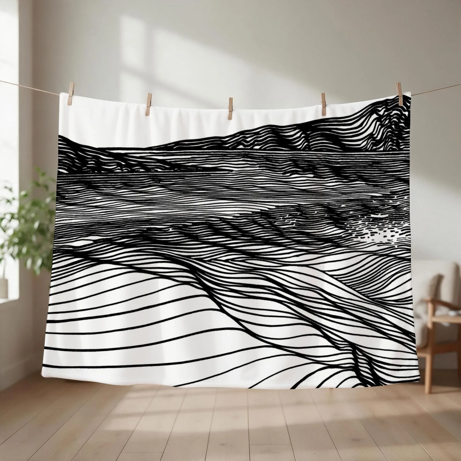 Seascape Throw Blanket couch cozy soft plush fuzzy picnic outdoor blanket