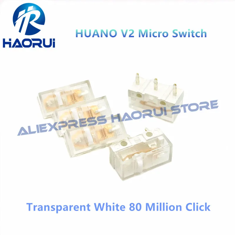 10Pcs-1Pcs New Models HUANO V2 Transparent White Micro Switch 80 Million Click lifespan Game mouse left right button Switches