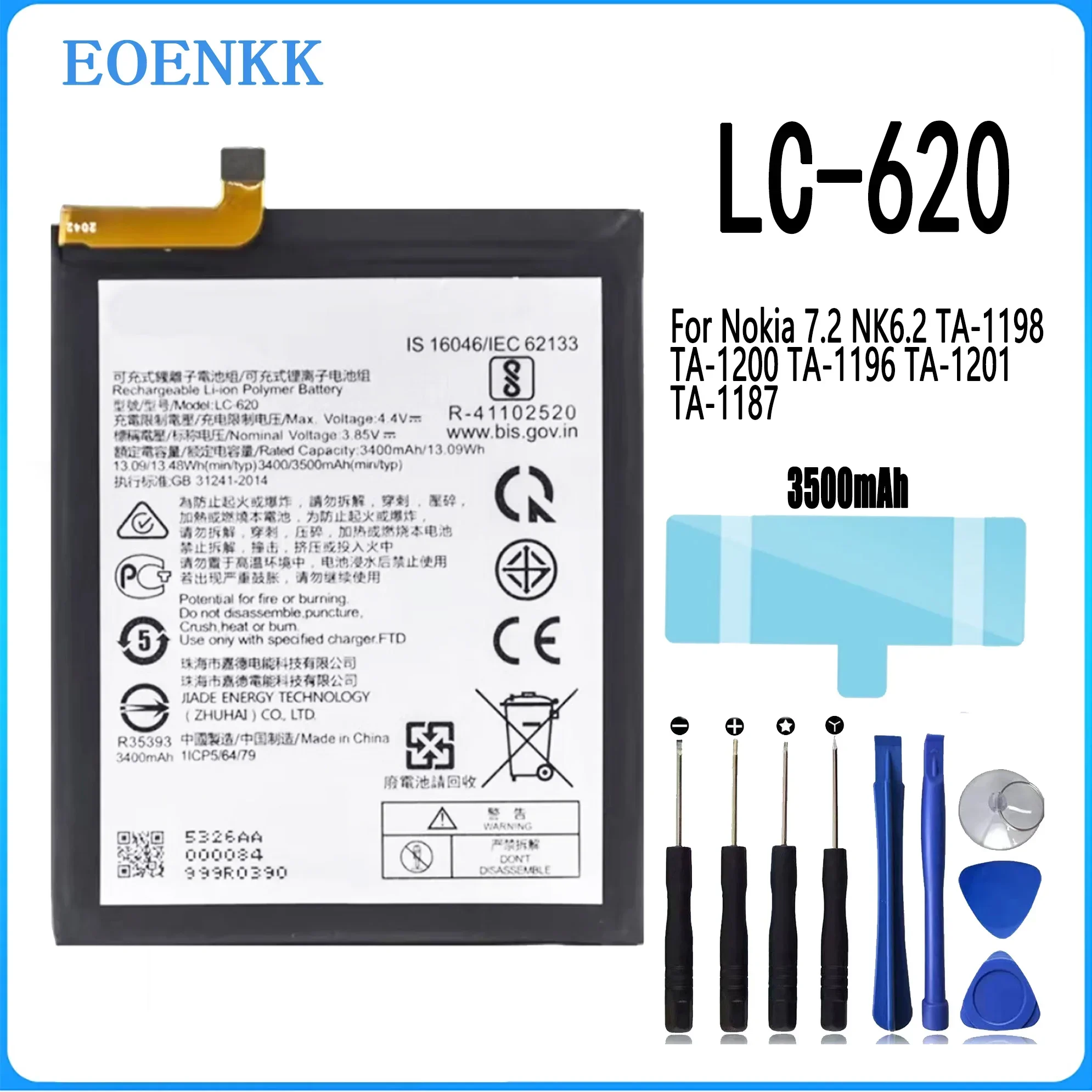 

LC-620 LC620 Battery For Nokia 7.2 NK6.2 TA-1198 TA-1200 TA-1196 TA-1201 TA-1187 Phone Original Capacity Batteries Bateria