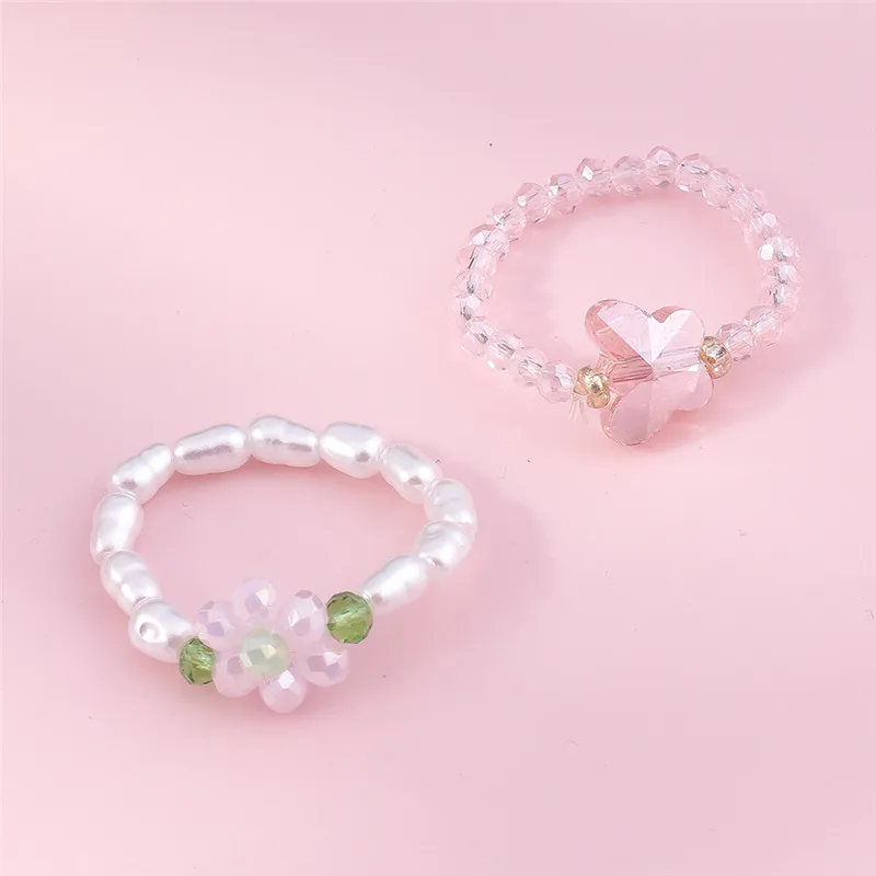 Aihua Koreanische Bunte Kleine Blume Ring Sets Böhmen Handgemachte Multi Perlen Reis Perlen Finger Ring Für Frauen Strand Schmuck Geschenke – Detail 35
