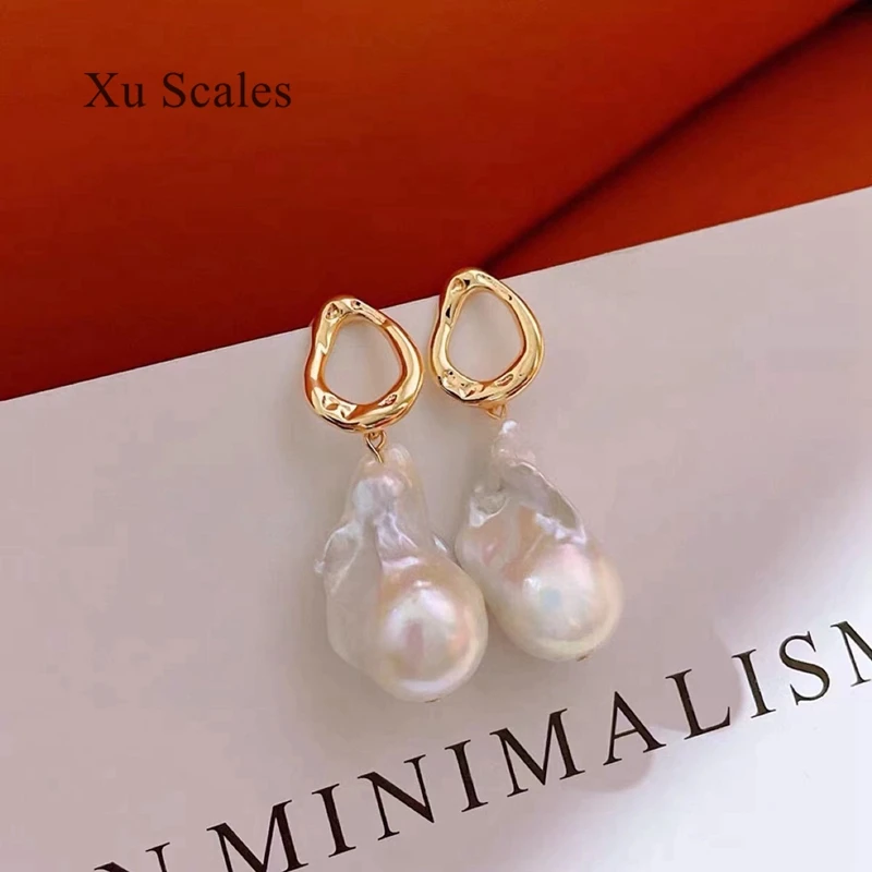 Handmade Design French Vintage Natural Irregular Baroque Freshwater Pearl Earrings Exaggerated Earrings Women\'s Jewelry Gifts