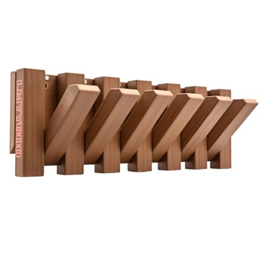 

Wall-Mounted Resin Imitation Wood Coat Rack Piano Coat Rack with 6 Retractable Hooks Waterproof Durable and Versatile for Indoo