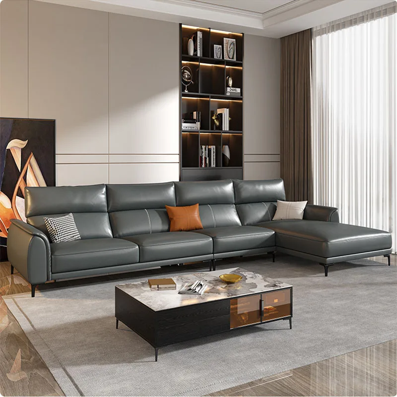 

Modern, minimalist, leather, sofa, straight row, princess, living room, combination