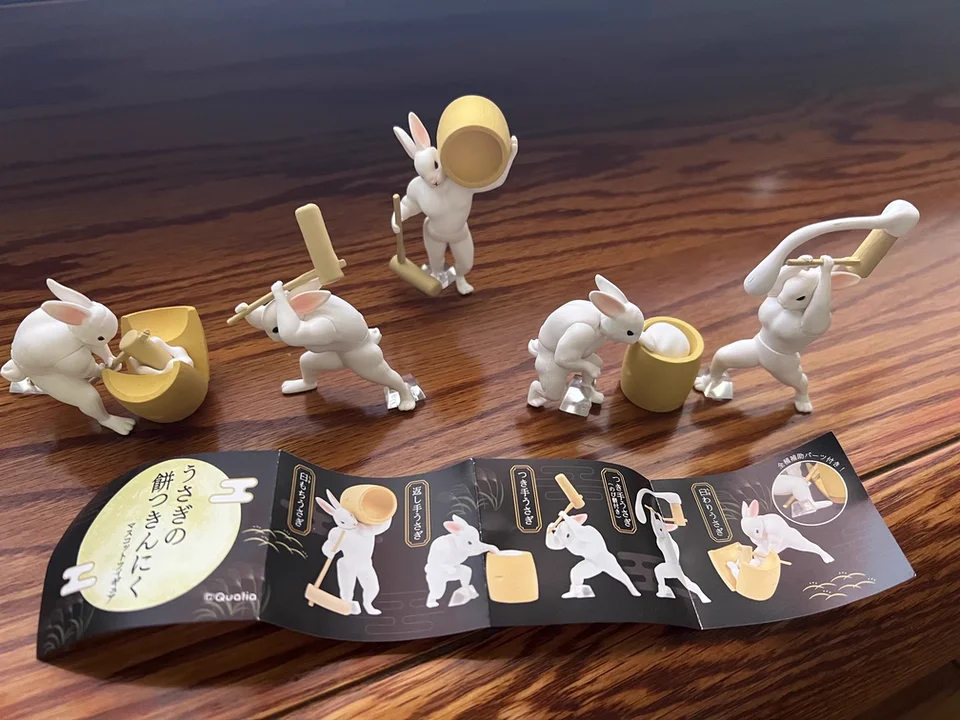 اليابانية حقيقية العضلات اليشم أرنب اليابانية حقيقية ل قصف كعكة الأرز أرنب ومهرجان منتصف الخريف دمية صنع ماشو #6