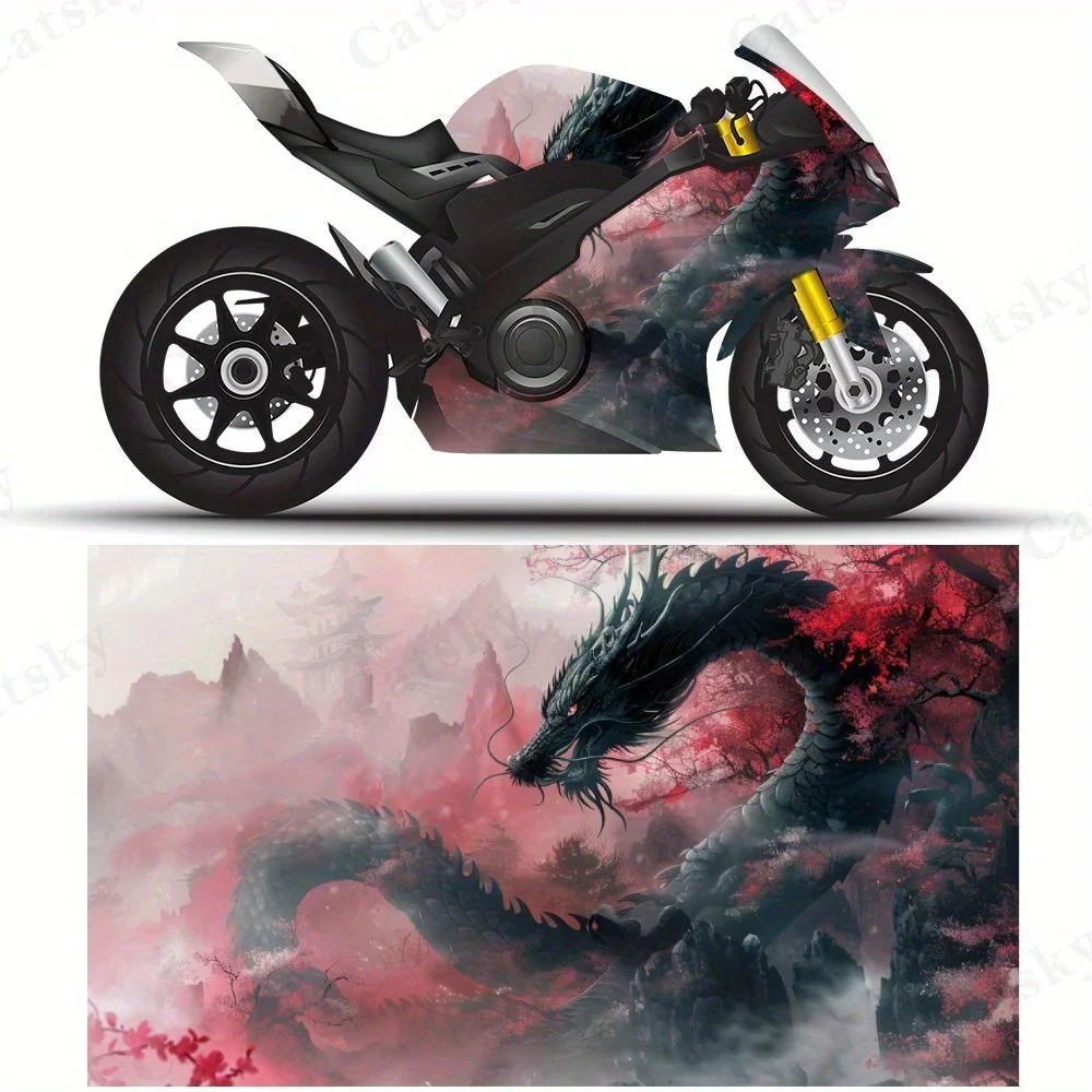 Artistic intense fantasy ink - style dragon Motorcycle films  PVC films for motorcycle customization durable adhesive stickers