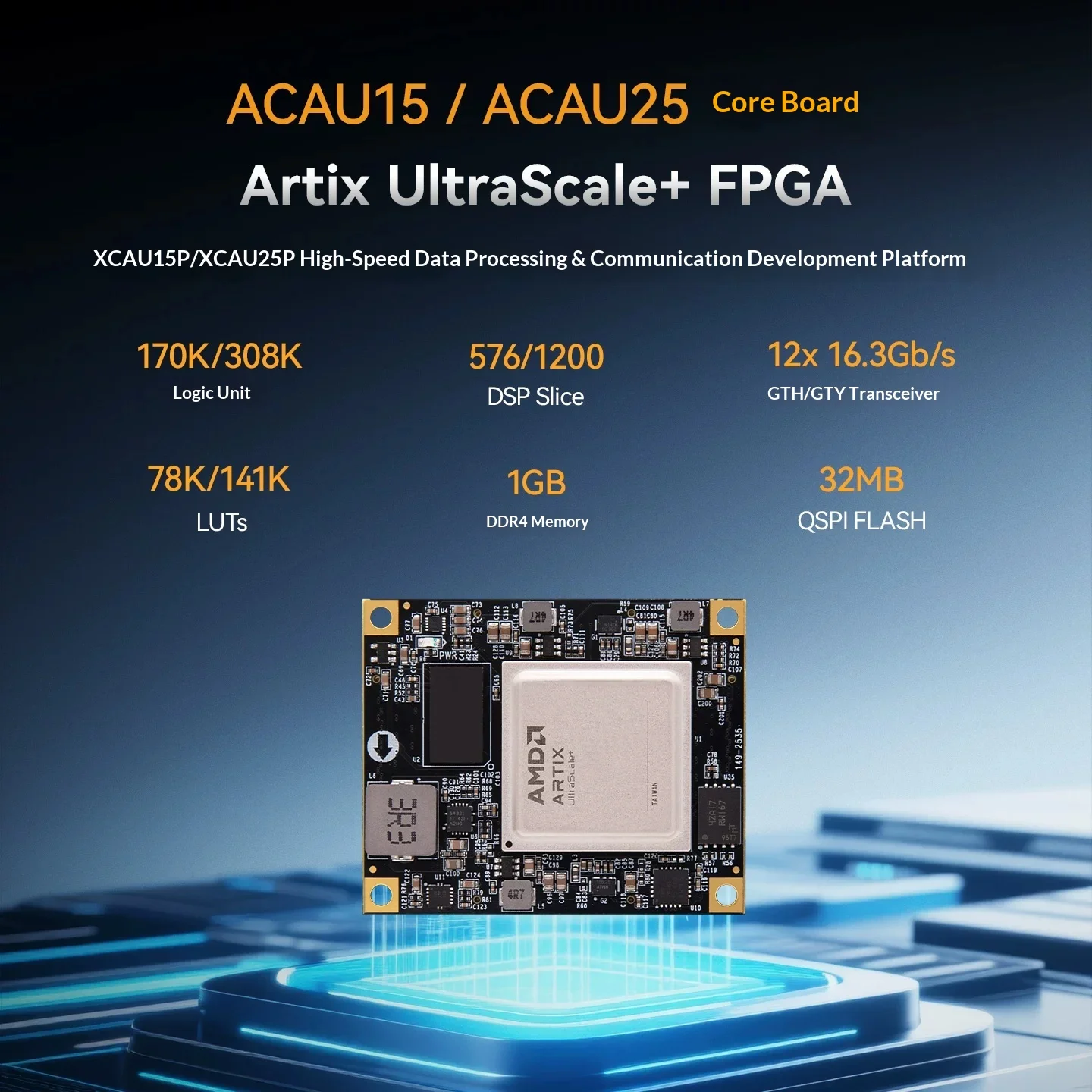 alinx xilinx artix ultrascale+ xcau15p au25p fpga core board embedded programmable logic high performance development board