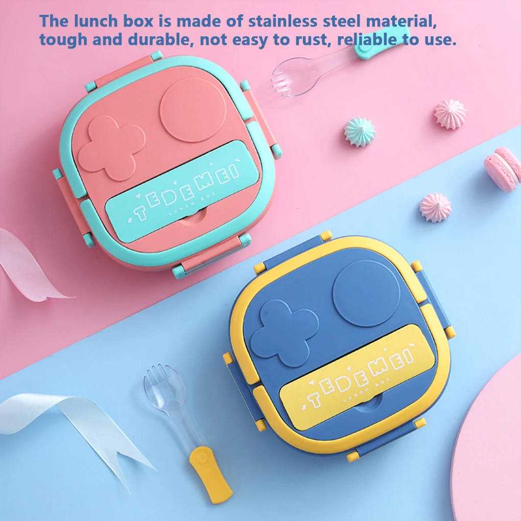 

Portable Lunch Box Stainless Steel Food Fresh Keep Container Sealing Compartments Bento Outdoor Pink 2 Compartment
