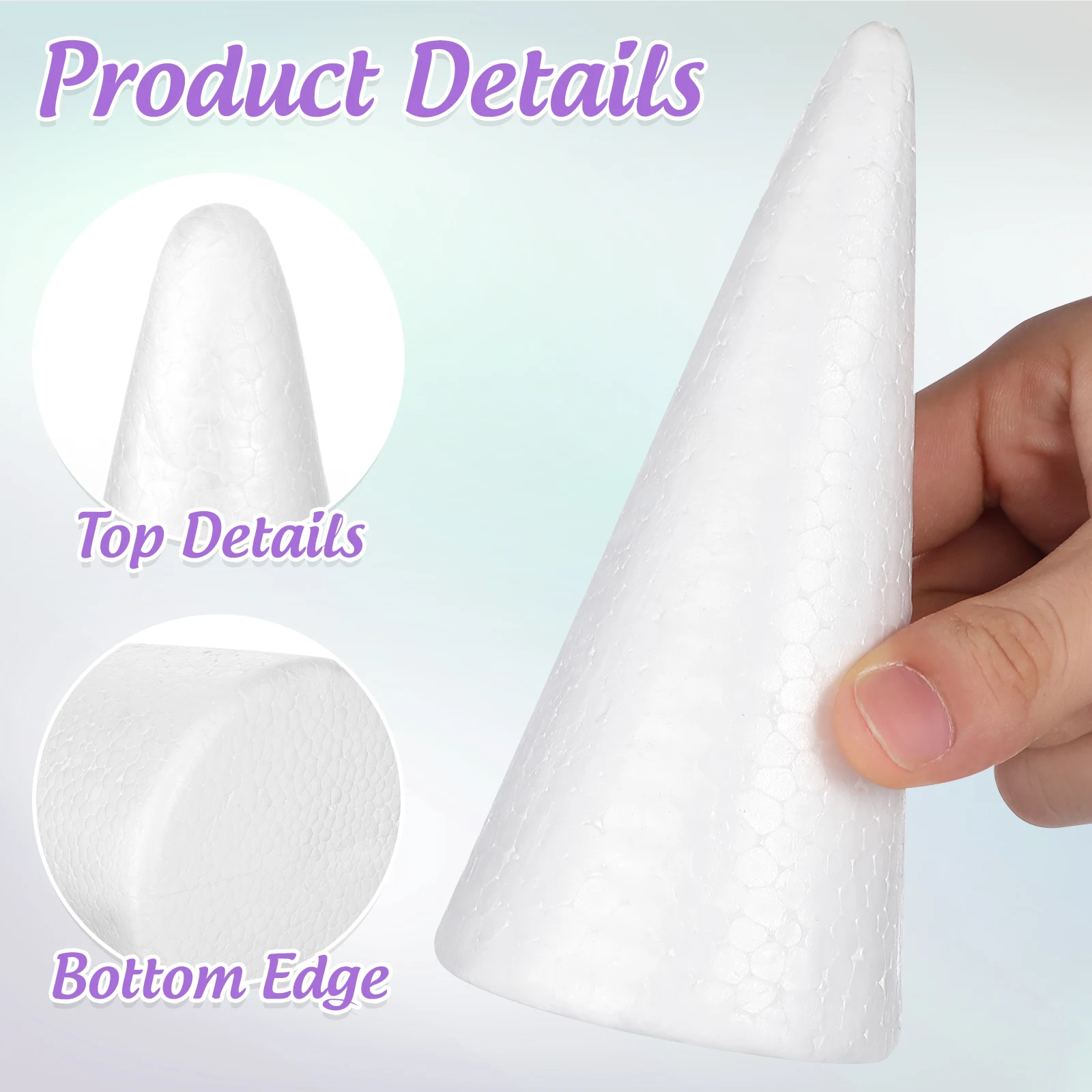 Picture 6: 15Pcs Solid Foam Diy Cone Children Handmade Craft Cone Accessories For Home Craft Celebration Festival Party Polystyrene