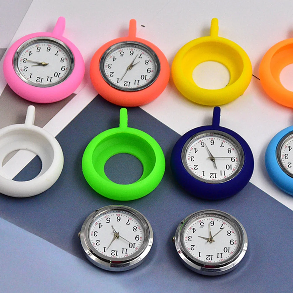 

Nurse Watch Durable Silicone Pocket Hanging Watch Simple Exquisite Detail Medical Practical Design for Clothing Pink
