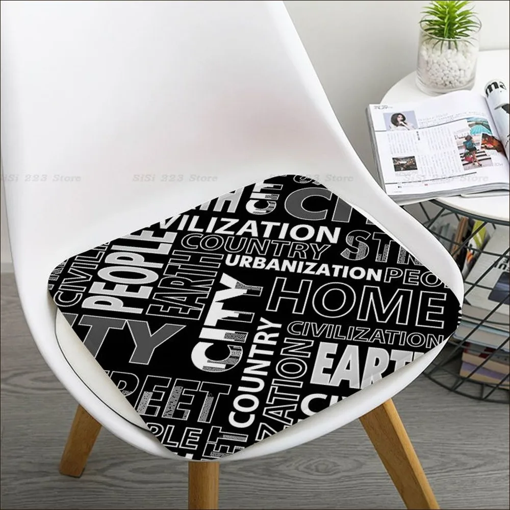 Black Color Letter Print Cushion Mat Simplicity Multi-Color Dining Chair Cushion Circular Decoration Seat For Office Desk