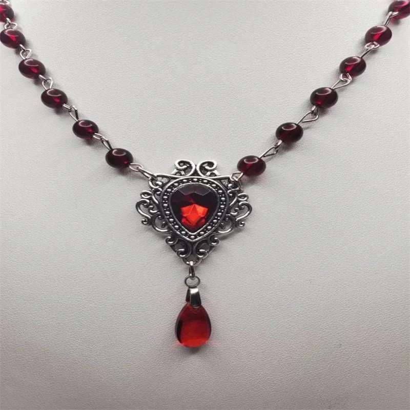 Victorian Romantic Heart Rosary Necklace,Renaissance,Medieval,Vampire, Witchy,Gothic Wedding Party Jewelry Gift