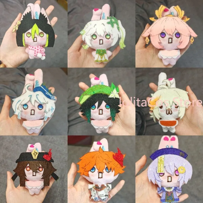 Genshin Impact Furina Hu Tao Kazuha Nahida Handmade Plush Doll Anime Stuffed Toy Bunny Keychain Pendant Gift Birthday Cosplay