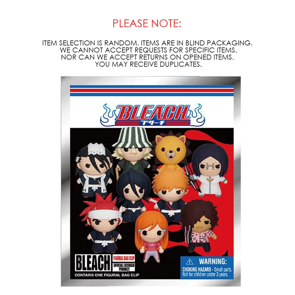 1pc BLEACH Officially Licensed Mystery Bulk Bag Clip Keychain Random One Rukia or Other Characters for Mom and Friend Gifts