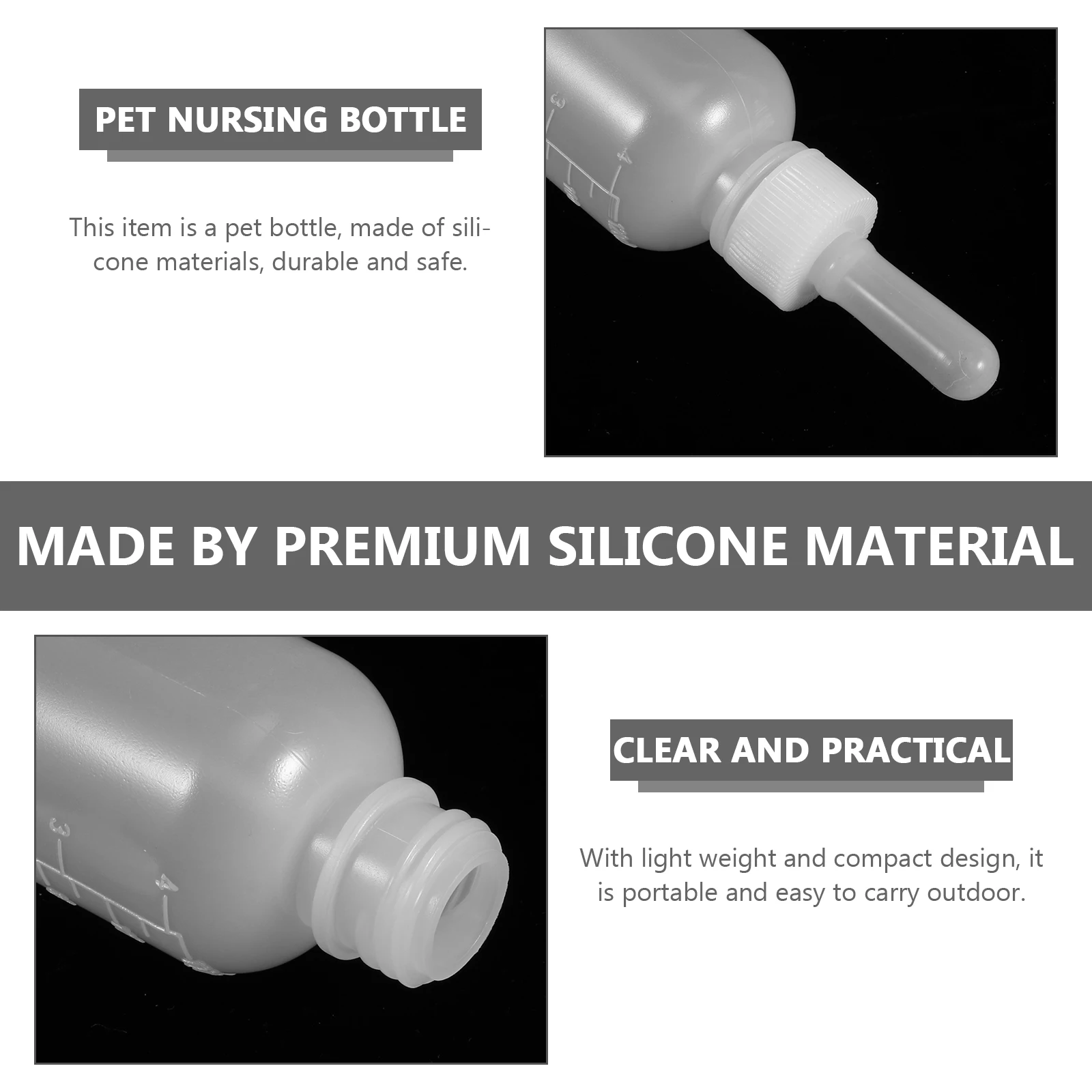 

4Pcs Silicone Pet Nursers Reusable Nursing Bottles Easy to Clean Soft Teat Design for Animals Compact Light Weight Cat
