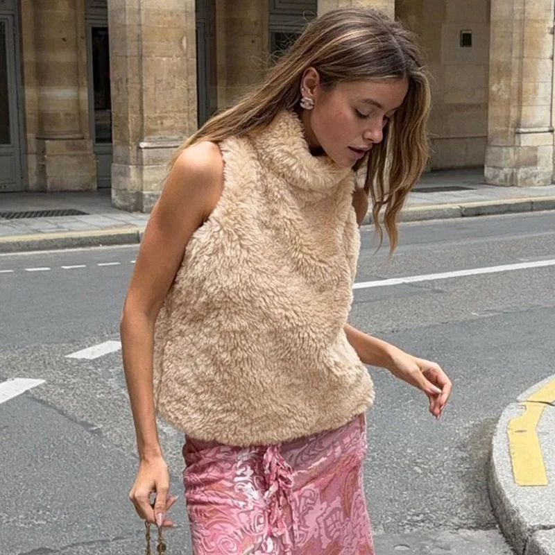 Ticketsx سترات نسائية غير رسمية من الفرو الصناعي سترة فضفاضة مرقعة متينة عتيقة جديدة سترات نسائية دافئة للتنقل